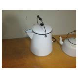 Large Enamelware lidded teapot and ... Large Enamelware lidded teapot and ...