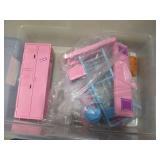 Covered tote containing vintage Bar... Covered tote containing vintage Bar...