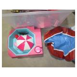 Covered tote containing Vintage Bar... Covered tote containing Vintage Bar...