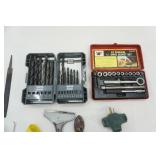 Drill Bits, 17 Piece 14" drive socket, Allen wrenches and more