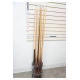 Pool Cues and Rack