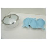 3.5qt Corning ware Dish with Lid & Ceramic Fish Platter