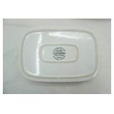 Corning ware French White Stoneware Pan with plastic lid & Insulated Carrying Case