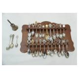 Vintage Spoon Display Rack & Souvenir Spoons