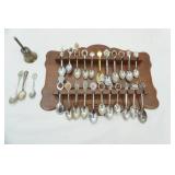 Vintage Spoon Display Rack & Souvenir Spoons