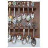 Vintage Spoon Display Rack & Souvenir Spoons