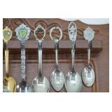 Vintage Spoon Display Rack & Souvenir Spoons