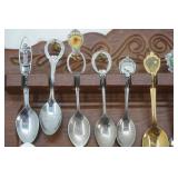 Vintage Spoon Display Rack & Souvenir Spoons