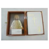 Cedar Bible Box with Memorial Edition Holy Bible