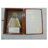 Cedar Bible Box with Memorial Edition Holy Bible