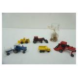 Ertl & Hot Wheel Tractors & Construction Trucks, Glass Jar with Dart Pins