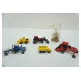 Ertl & Hot Wheel Tractors & Construction Trucks, Glass Jar with Dart Pins