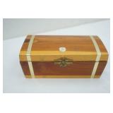 Vintage Items-small cedar box, vintage jump rope still in package