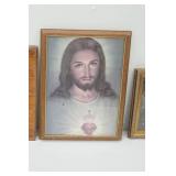 Last Supper Hammered Metal Wall Hanging, Vintage 1960s Sacred Heart of Jesus Print, Joseph Patron of The Church