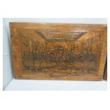 Last Supper Hammered Metal Wall Hanging, Vintage 1960s Sacred Heart of Jesus Print, Joseph Patron of The Church