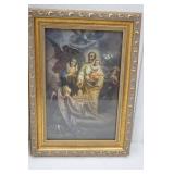 Last Supper Hammered Metal Wall Hanging, Vintage 1960s Sacred Heart of Jesus Print, Joseph Patron of The Church