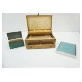 Vintage Jewelry Box, Vintage Unused Address Book & Vintage Recipe Box