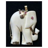 Intricate Elephant Pendant with Gemstone Accents