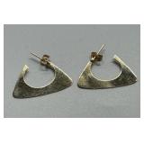 Pair of 14k Gold Geometric Triangular Hoop Earrings 1.6g