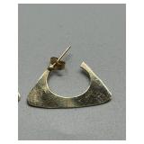 Pair of 14k Gold Geometric Triangular Hoop Earrings 1.6g