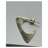 Pair of 14k Gold Geometric Triangular Hoop Earrings 1.6g