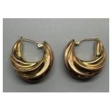 Pair of 14K Gold Hollow Twist Hoop Earrings 3.8g