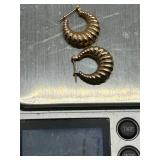 Pair of 14K Gold Hoop Earrings with Ribbed Design 1.7g