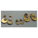 Set of 3 Pairs 14K Gold Pierced Earrings 10g