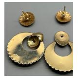 Set of 3 Pairs 14K Gold Pierced Earrings 10g