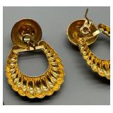 Set of 3 Pairs 14K Gold Pierced Earrings 10g