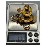 Set of 3 Pairs 14K Gold Pierced Earrings 10g