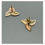 Collection of 3 Pairs of 14Kt Gold Earrings - Fan, Leaf, and Twisted Designs 2g