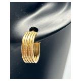 14K Gold Italian Ribbed Hoop Earrings 1.6g