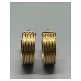 14K Gold Italian Ribbed Hoop Earrings 1.6g