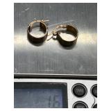 14K Gold Italian Ribbed Hoop Earrings 1.6g