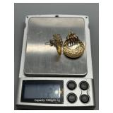 Hammered 14K Gold Earrings with Spiral Detail 2.9g