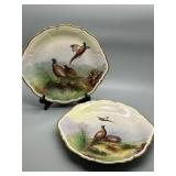 Pair of O. & E.G. Royal Austria Porcelain Decorative Plates with Pheasant Design