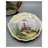 Pair of O. & E.G. Royal Austria Porcelain Decorative Plates with Pheasant Design