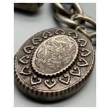 Vintage Italian Multi-Charms Mostly Sterling Silver Bracelet with Buddha Compass and Heart Locket