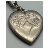 Vintage Italian Multi-Charms Mostly Sterling Silver Bracelet with Buddha Compass and Heart Locket