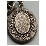 Vintage Italian Multi-Charms Mostly Sterling Silver Bracelet with Buddha Compass and Heart Locket