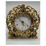 Vintage Matson Gold Toned Filagree Metal Alarm Clock