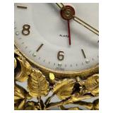 Vintage Matson Gold Toned Filagree Metal Alarm Clock
