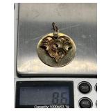Antique 14k Gold Pendant with Leaf Design and Pearl Accent 8.6g