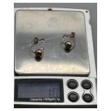 Pair of 14k Gold Drop Chain & Ball Earrings 1g