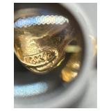 14k Gold Floral Pendant with Light Blue Gemstone Center