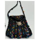 Collection of 4 Hand Beaded and Gold Tone Necklaces Purse Coin Holders