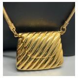 Collection of 4 Hand Beaded and Gold Tone Necklaces Purse Coin Holders