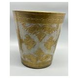 Venetian Design Italian Gold and Silver Tone Decorative Waste Basket