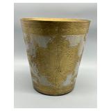 Venetian Design Italian Gold and Silver Tone Decorative Waste Basket